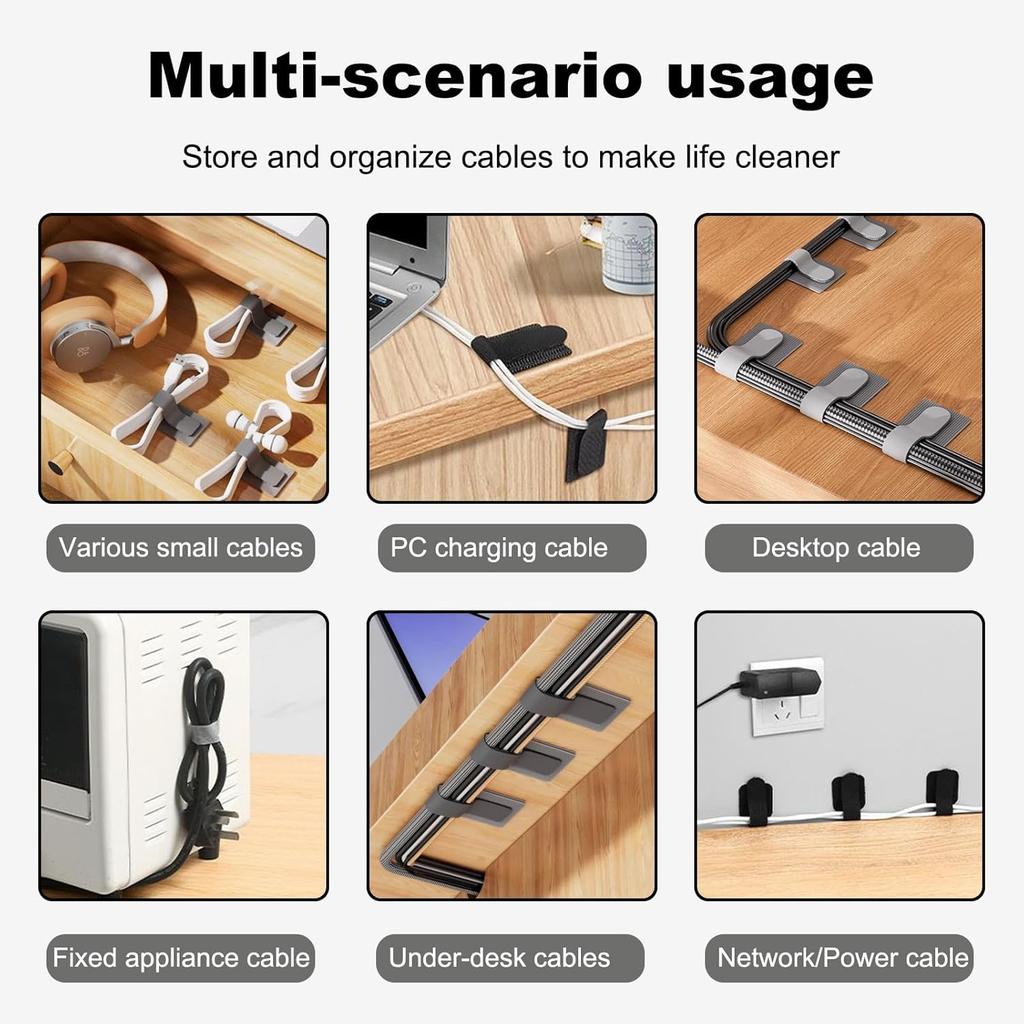 Reusable Cable Ties Fastening Wire Organizer Cord Rope Holder Self Adhesive Adjustable Cord Organizer Straps Desk Management