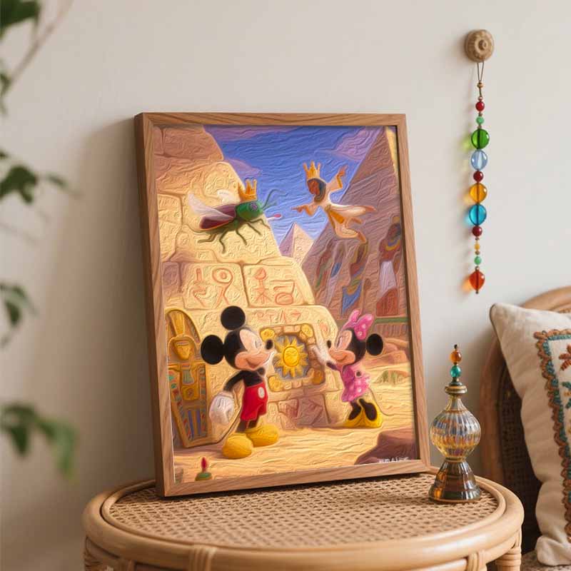 Disney oil painting handcolored painting Egyptian pyramid adventure living room decoration hanging painting wall painting