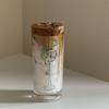 Transparent Clear Glass Cup Printed Water Milk Mug Ins Iced Coffee Mug  Gift