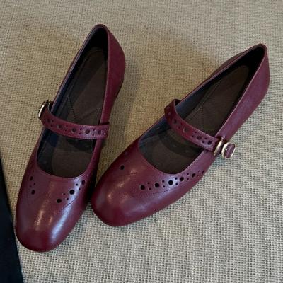 Женские кожаные туфли Мэри Джейн 2025 Новый стиль Ручная работа Высокое качество Средний каблук Одинарные туфли Женские Офисные Нарядные Женские туфли