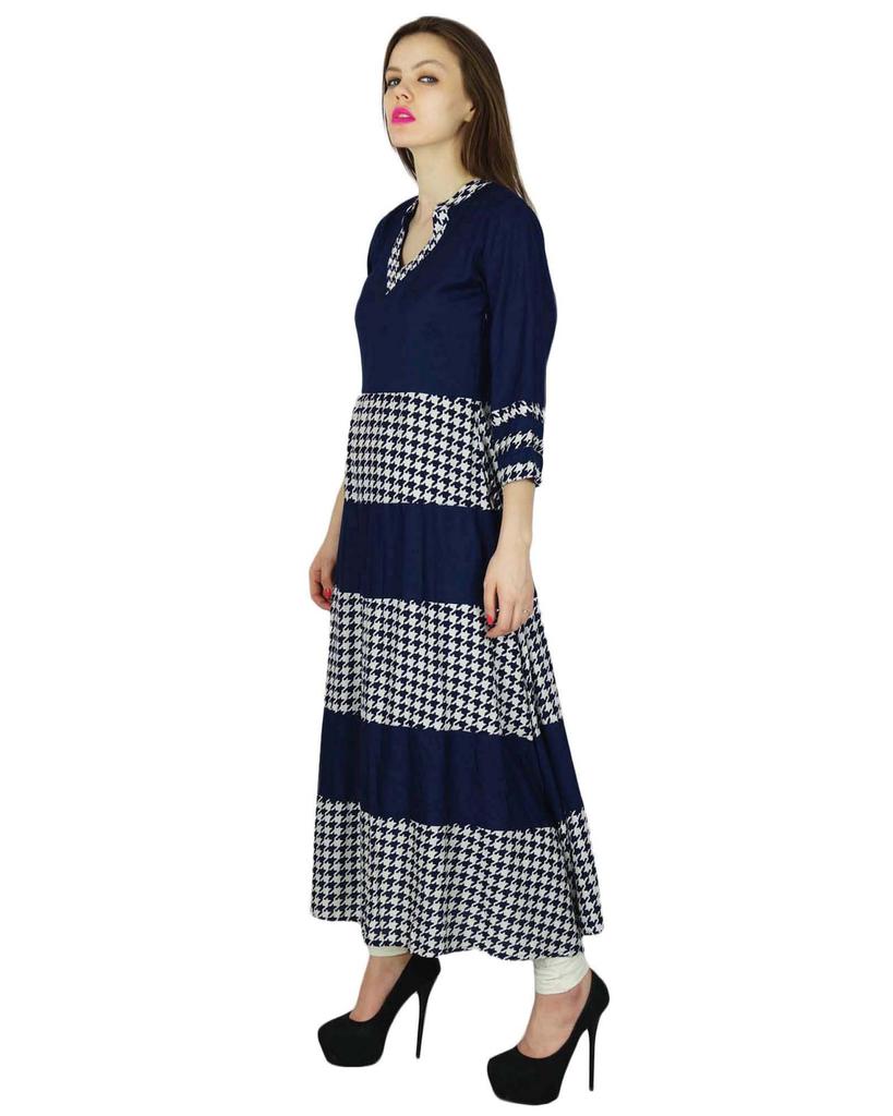 Phagun Designer Indian Blue Printed Casual Kurta Women Kurti Top Tunic Dress
