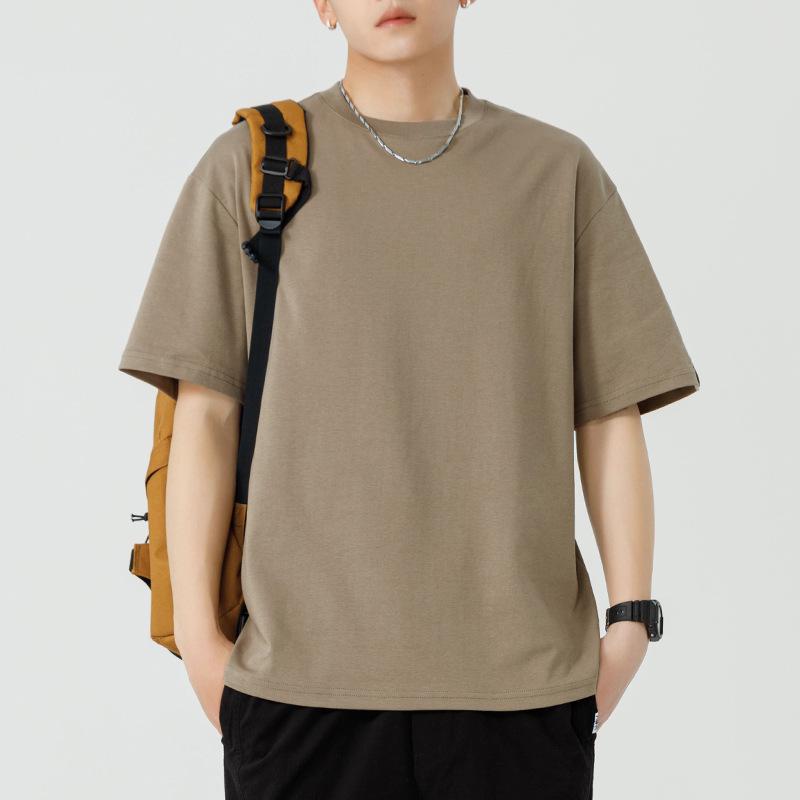 Мужская футболка свободного кроя, минималистичная, с круглым вырезом, однотонная, летняя, с коротким рукавом