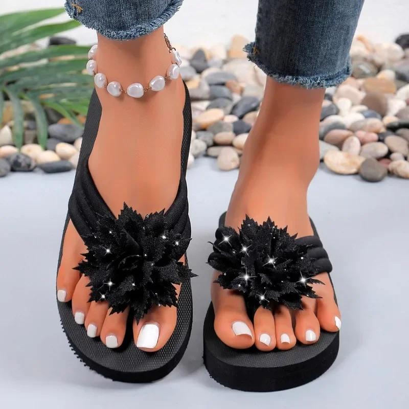 2024 Новые летние женские модные цветочные дизайнерские нескользящие сандалии на толстой подошве для отдыха на открытом воздухе с открытым носком для пляжа женские тапочки