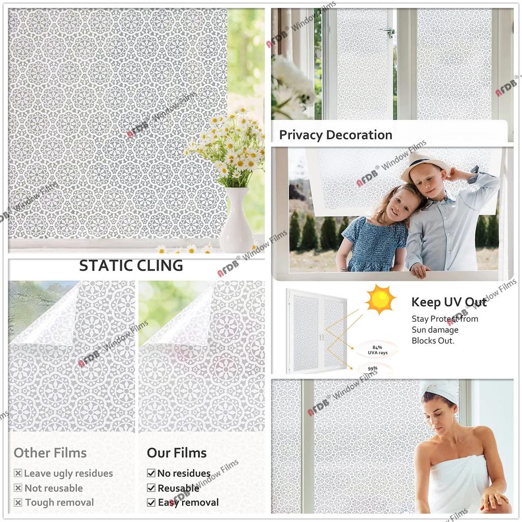 Пленка для окон Privacy, декоративная бумажная наклейка, неклейкая кружевная цветочная наклейка, домашний офис, статическая липкая стеклянная фольга, ширина 90 см