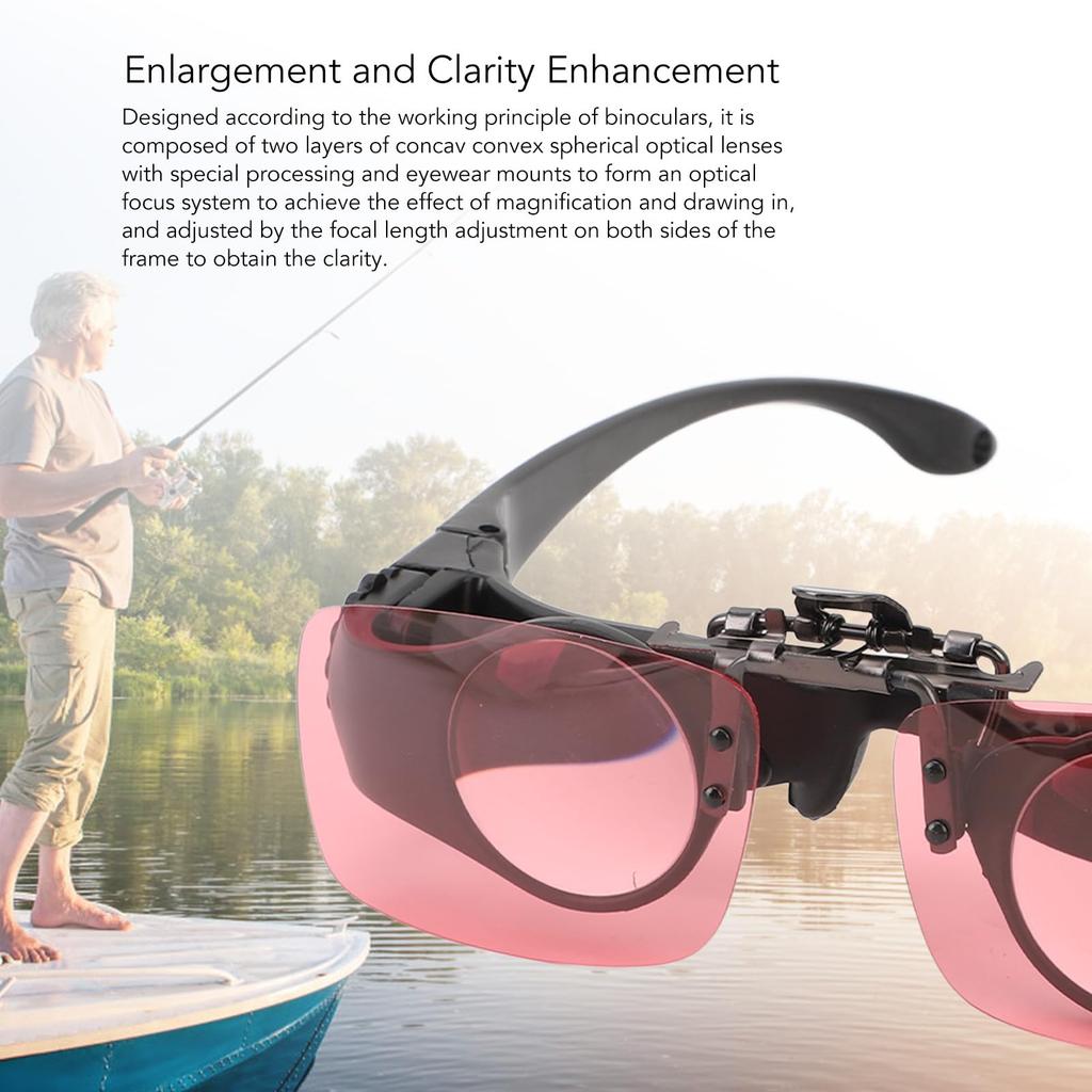 Fishing 8x CPL HD wide nose bridge ergonomic includes carrying binoculars, magnification, hands-free adjustable, triple-color filter, lens, 85°