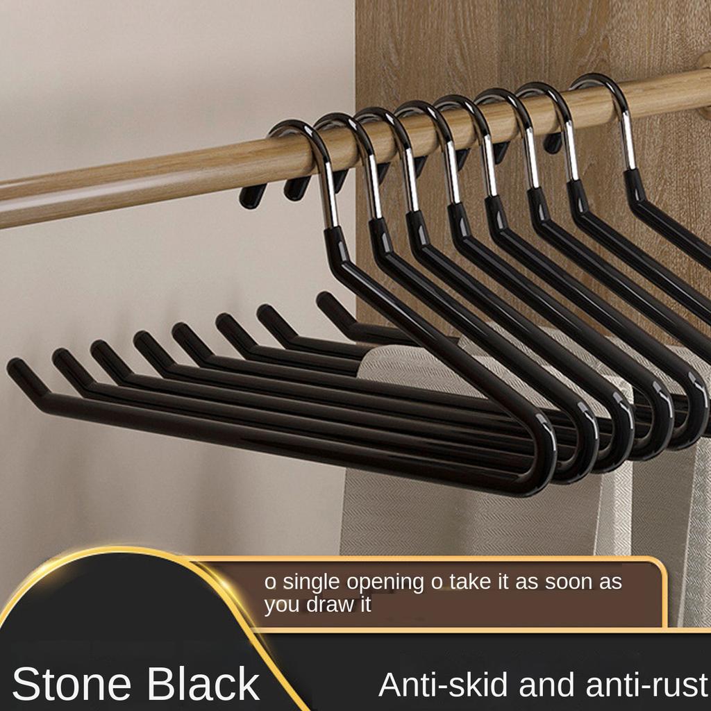 10Pcs Household Nano-Coated Non-Slip Goose-Shaped Pants Hangers, Simple Stainless Steel Pants Hangers, Suitable for Both Dry and Wet Use