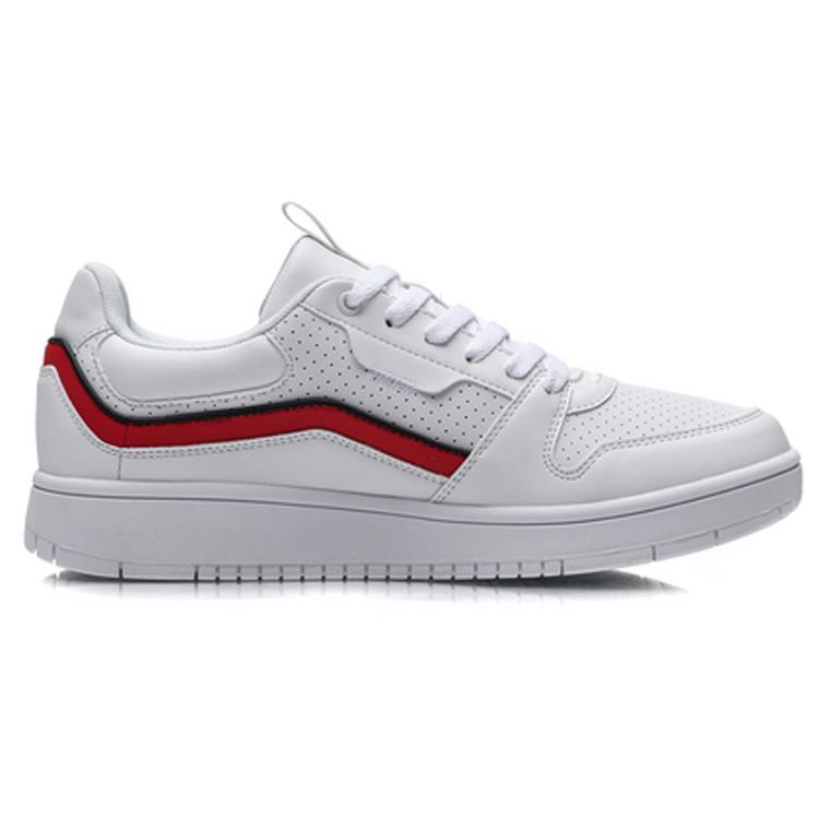 Li Ning Мужские кеды для скейтборда из синтетической кожи, нескользящие, износостойкие, низкие, белые AGCP201-1