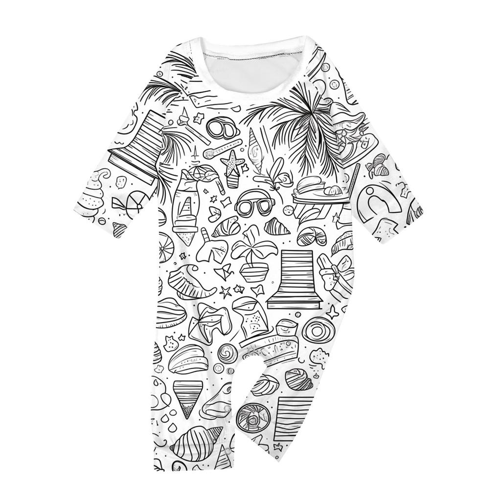 Раскрашенный вручную цветной наряд для родителей и детей - с принтом, круглый вырез, длинные рукава, длинные брюки, домашняя одежда, костюм для весны