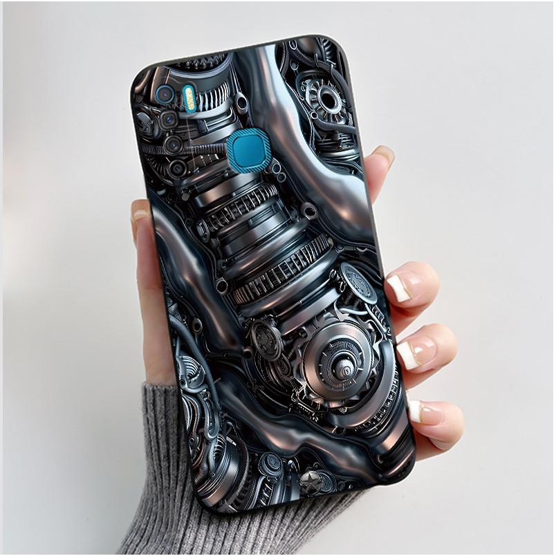 Phone Case For Infinix S5/S5 lite/X652/Camon 12 Air/CC6 Black Cute Cartoons Painted Casing Bumper Soft Shockproof Black Case