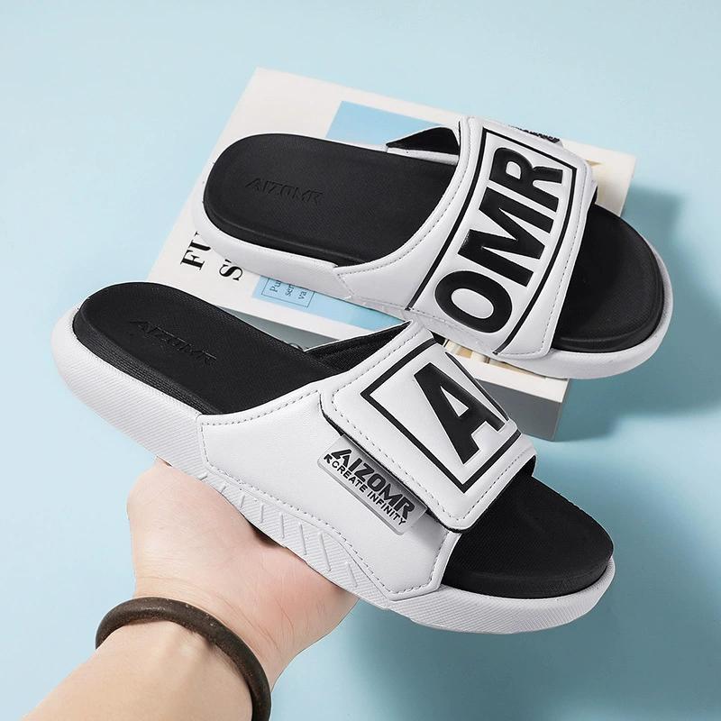 Мужские летние тапочки, уличные повседневные пляжные тапочки, трендовые персонализированные шлепанцы, сандалии, шлепанцы, нескользящая обувь в стиле хип-хоп