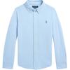 Рубашка Polo с логотипом, однобортная, с заостренным воротником и длинным рукавом, детские рубашки, светло-голубая 322914506-003