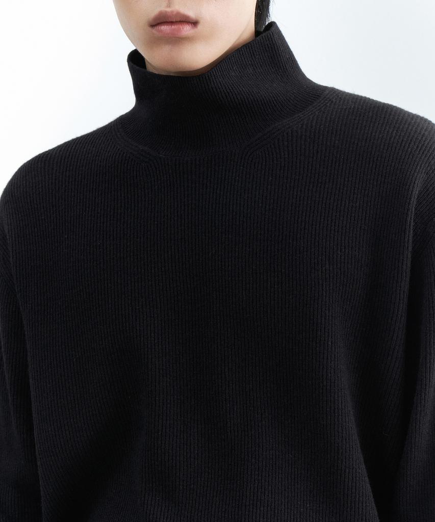 MUSINSA STANDARD [Victoria Wool] Minimal Ribbed Turtleneck Knit [Black]