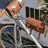 Retro PU Leather Bike Front Bag for Outdoor and Electric Bicycle Riding Storage