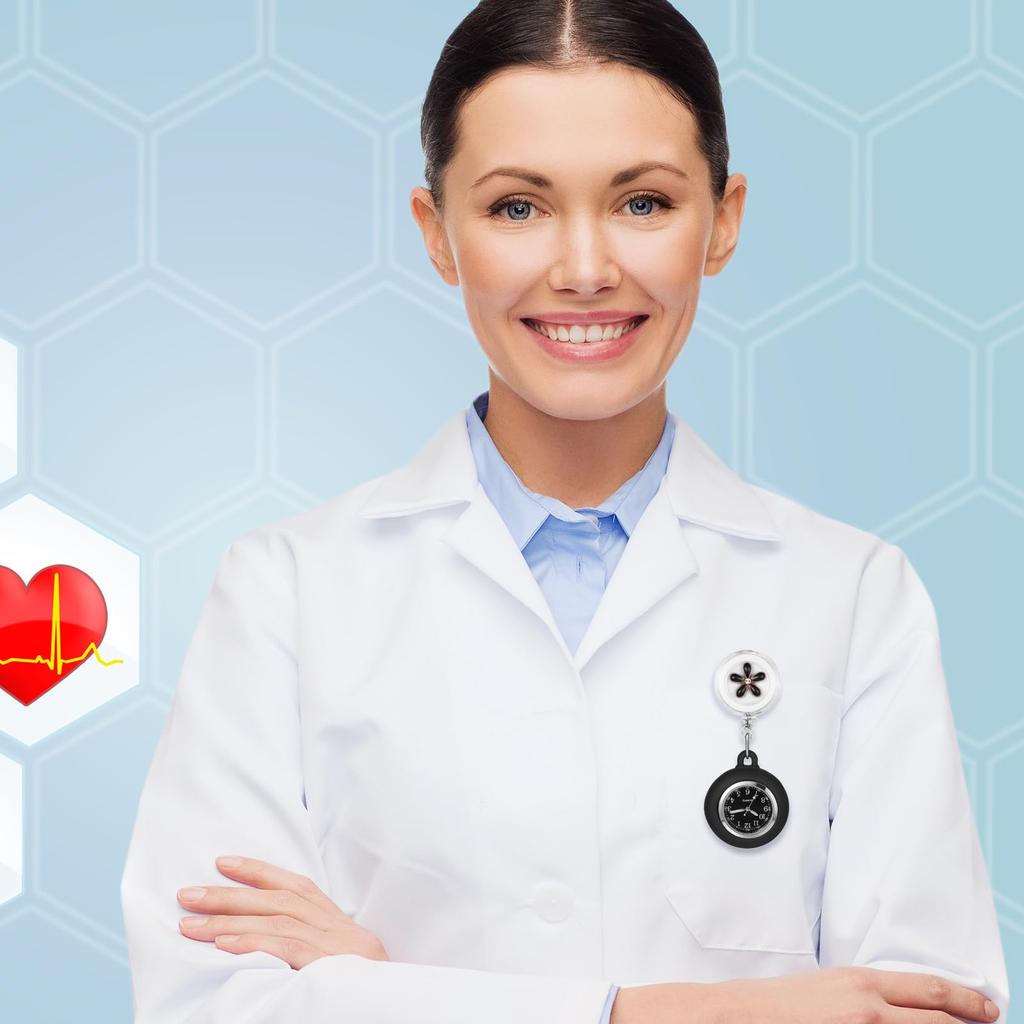 Nurse Watch with Silicone and Stretchable Cute Flower Nurse Quartz Pocket Nurse Accessories Perfect Gift for Nurses and Childcare Workers On Day Clip,