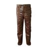 New Genuine Sheepskin Soft Real Men's Brown Leather Casual Party Wear Biker Pant