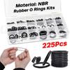 225 шт. комплекты резиновых уплотнительных колец, 18 размеров, набор уплотнительных колец из нитриловой резины для сантехники, крана, авторемонта, подключения газа, устойчивости к маслу и теплу