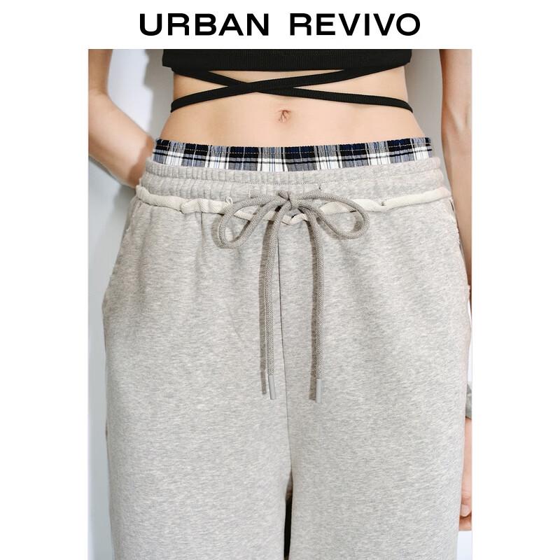 UR 2025 Летние женские укороченные брюки широкого кроя на кулиске в клетку пэчворк