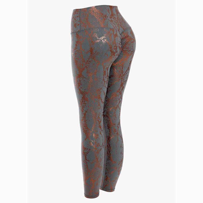 Tight Elastic Bronzing Yoga Pants Fashion Wind Cross-Border Snake Pattern Peach Hip Fitness Pants High Waist Slimming Sports Pants