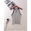 C's Narrow Shoulder Halterneck Stripes Vest Export Accessible Luxury High Elastic Silm Slimming Knitted Sling Tops Women