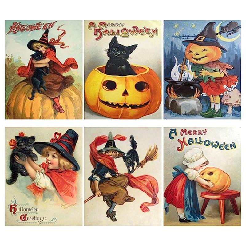24 шт., набор поздравительных открыток на Хэллоуин, винтажная открытка на Хэллоуин для вечеринки в честь Хэллоуина, принадлежности для поздравительных открыток