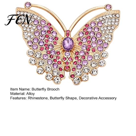 Metal Butterfly Brooch Rhinestone for Women, Vintage Insect Lapel Pin, Golden Tone Accessories Decorative Accessory Clothes Scarf Shawl Dress