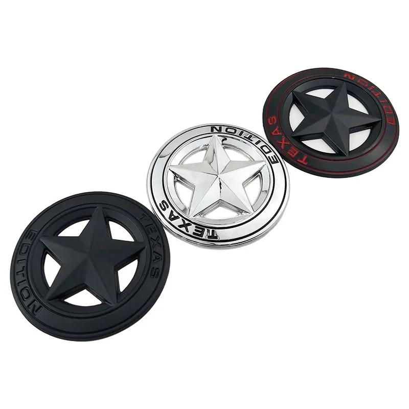 1Pc Metal TEXAS EDITION Shield Pentagram 3D Emblem Badge Car Fender Side Tail Body Sticker for Wrangler Liberty Grand Cherokee