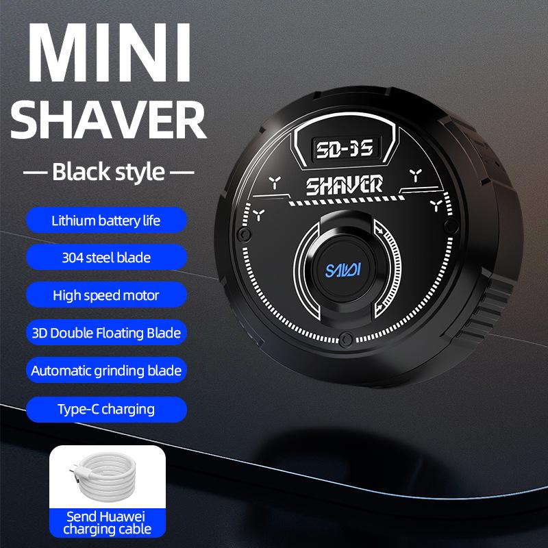 Portable Rechargeable Men's Electric Beard Shaver - Compact Travel Design