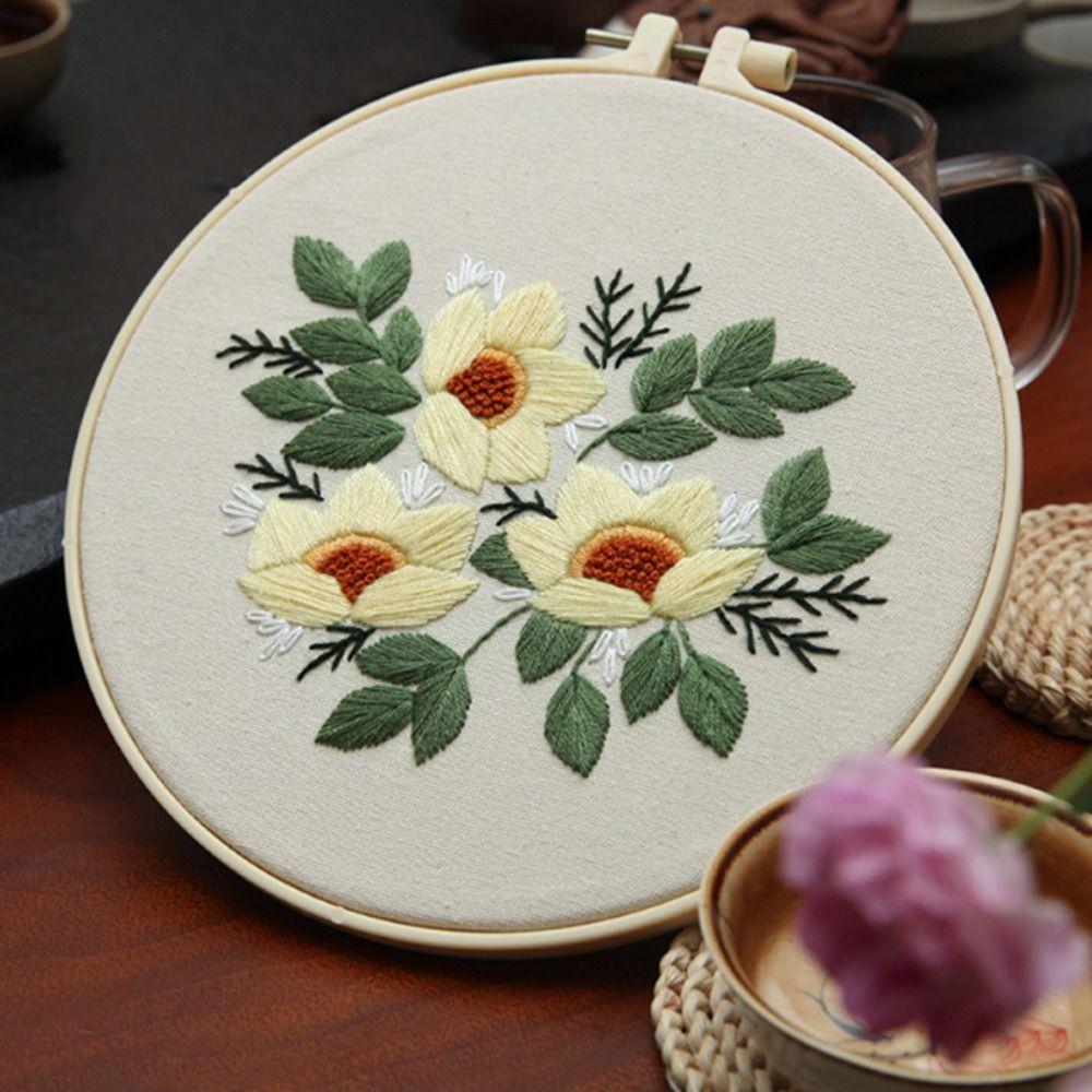 DIY Flower Embroidery Kit Floral Patterns Embroidery Set Home Decor Cross Stitch Set Adults