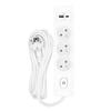 Multiprise SELDUR G3FU52B, 3 prises type E + interrupteur, USB A+C charge standard 12W, Blanc, câble 5m