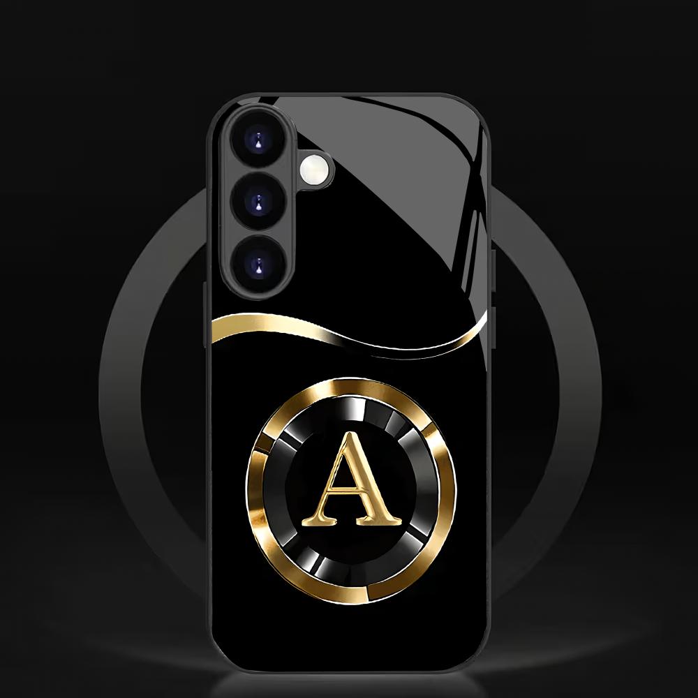Модный чехол из закаленного стекла с буквой А для Samsung Galaxy S26 S25 S24 S22 S21 S20FE/Ultra/Plus, противоударная задняя крышка