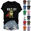 Women's Fashion Casual Printed Round Neck Short Sleeved Pullover T-Shirt Top