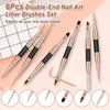 Двусторонние кисти-лайнеры для акрилового дизайна ногтей, набор из 6 шт., ручки-инструменты для дизайна ногтей гель-лаком, инструмент для точек и рисования, кисть для полигеля для
