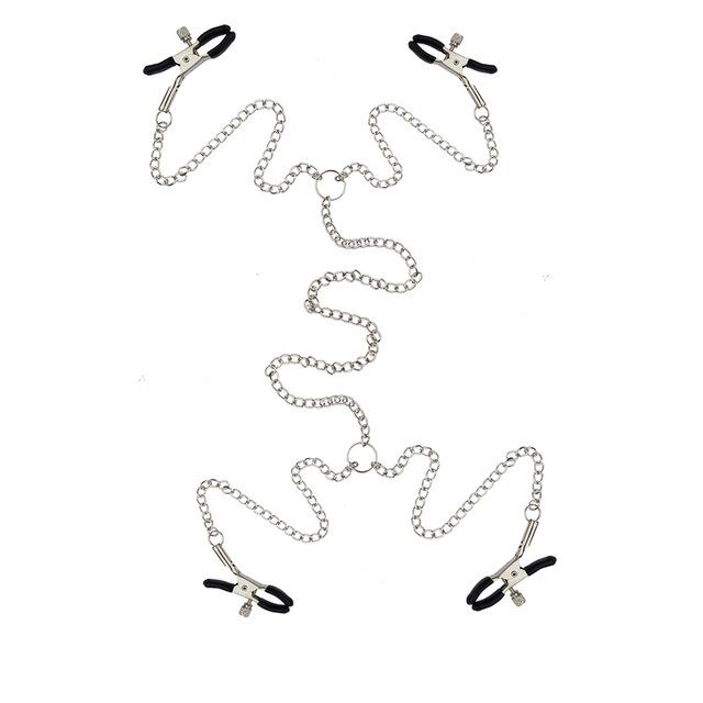 Фетиш игры для взрослых, секс-игрушки для женщин, металлический зажим для сосков с цепочкой, связывание груди, зажим для стимуляции половых губ, массажер БДСМ
