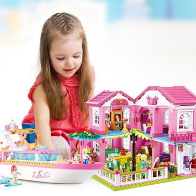 Большой сад Вилла Город Дом Строительные блоки Наборы Яхта Корабль Замок Друзья Кирпичи Игрушки Девочки Рождественские подарки