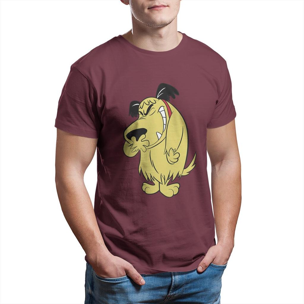 Muttley T Shirt for Men Cotton Vintage TShirt Wacky Races Mutley Cartoon Laughing Dog Tee Shirt Short Sleeve Tops Printed