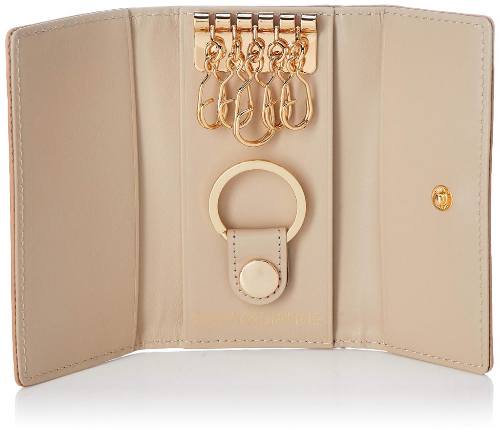 and Key Case Enamel Cowhide Leather Croco Embossed Brooch PDLWADK1 Exclusive Gold [Pinky Diane] [Luxury Croco] "&" (Includes Box)