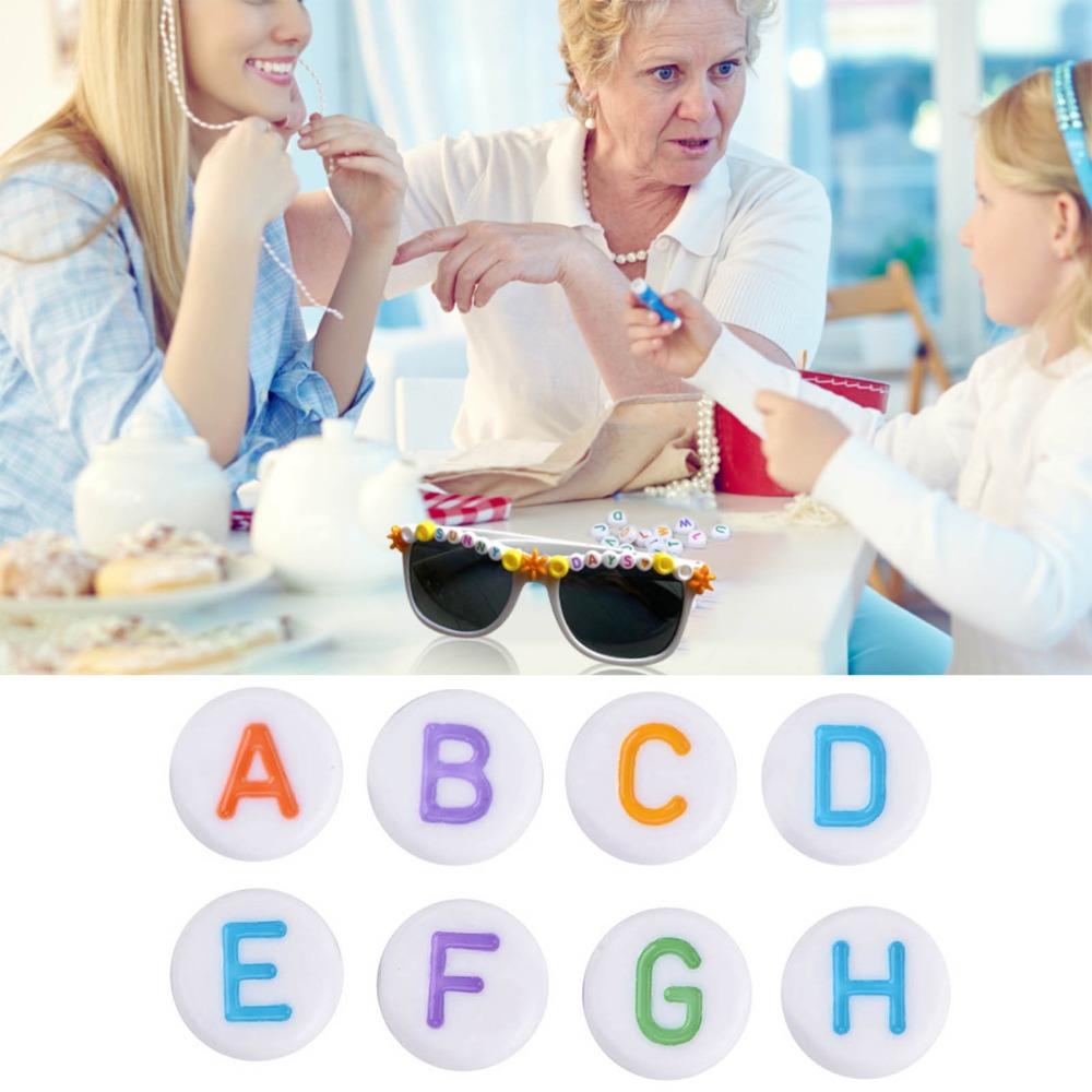 100PCS White Bead Alphabet Beads Colorful Letter Round Letter Beads Vowel Letter Beads DIY Bracelet