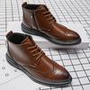Мужские кожаные туфли с высоким верхом Ретро и высококачественные стили Модная вечеринка Уличный досуг Ботинки Осень и Зима