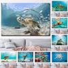 Green Sea Turtle Swims Underwater Canvas Painting Wall Pictures Sea Life Animal Posters and Prints for Living Room Decor Cuadros