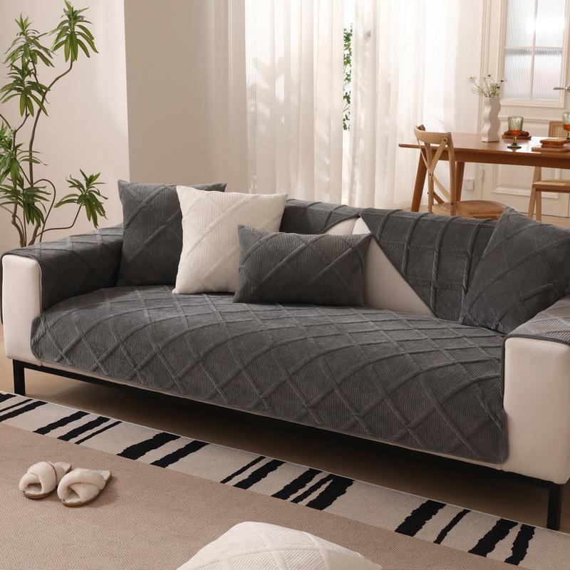 Однотонная супермягкая плюшевая подушка для дивана, новая зимняя подушка, нескользящий чехол для дивана, чехол Four Seasons, тканевое полотенце.