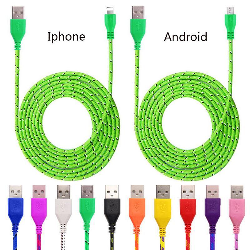 1м 2м 3м Нейлоновый плетеный Micro USB кабель-зарядка для Android iPhone телефона мобильного