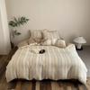 COMOLIVING Yarn-Dyed Striped 4-Piece Bedding Set