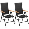 VidaXL Stackable Garden Chairs 2 Pcs Woven Resin Black