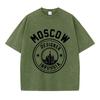 Woman Cotton Washed T-Shirts Fashion Design Moscow Designer In Russia Printed Tops Loose Distressed O-Neck Female Clothes