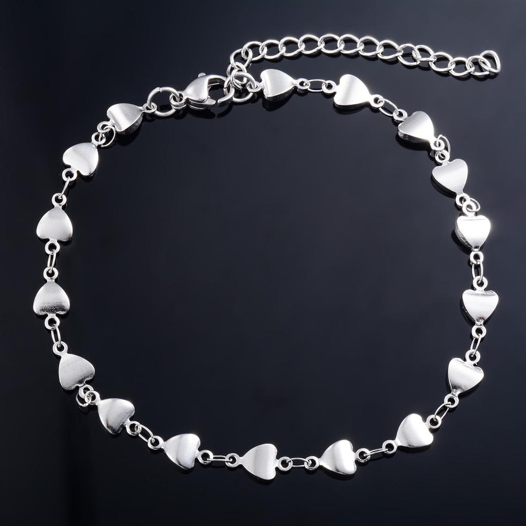 Изящный браслет-цепочка с сердечками для женщин из нержавеющей стали, ручной браслет для леди, девушки, на ногу, лодыжку, подарок, ювелирные аксессуары