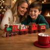 Kids Educational Toy DIY Wooden Christmas Train Craft Kit, Vintage Reindeer Locomotive Puzzle Model, Kit Festive Tabletop Decor for Holiday, Creative
