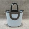 2025 New Fashionable Canvas With Swift Top Layer Cowhide Pig Nose Bucket Bag Durable Vegetable Basket Handbag
