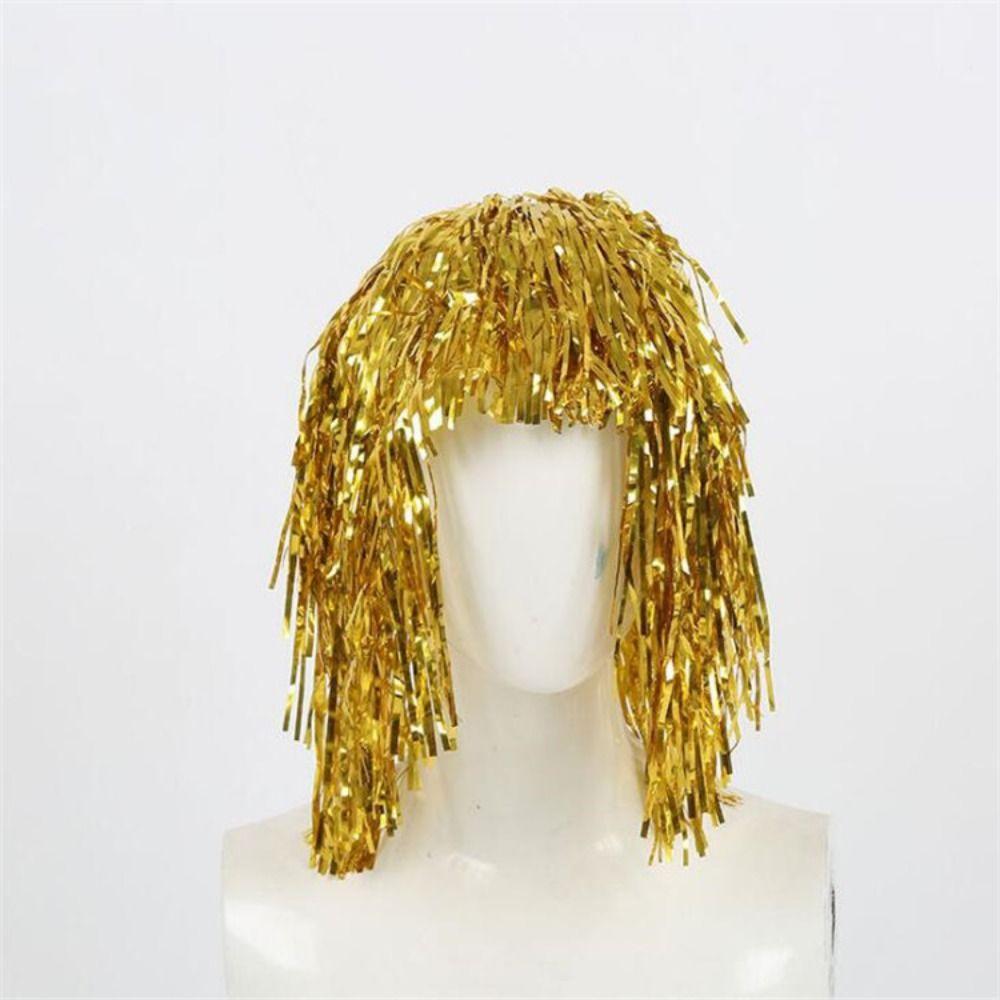 Glitter Foil Tinsel Wigs Fancy Dress Shiny Party Wig Tassel Halloween Colored Wig