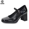 Женская обувь в стиле ретро на толстом каблуке Мэри Джейн на высоком толстом каблуке 7 см, женская винтажная обувь Мэри Джейн с квадратным носком, обувь для косплея, гот-панк