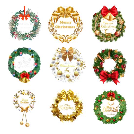 Christmas Window Clings Large Christmas Wreath Decals with Bow Bells Balls